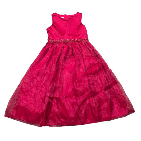 Cinderella Red Sleeveless Beaded Holiday Formal Girl's Dress - Picture 10 of 10